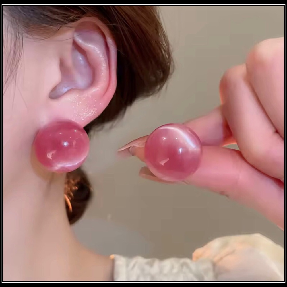 New Bubblegum Pink Super Ball Round Statement Earrings